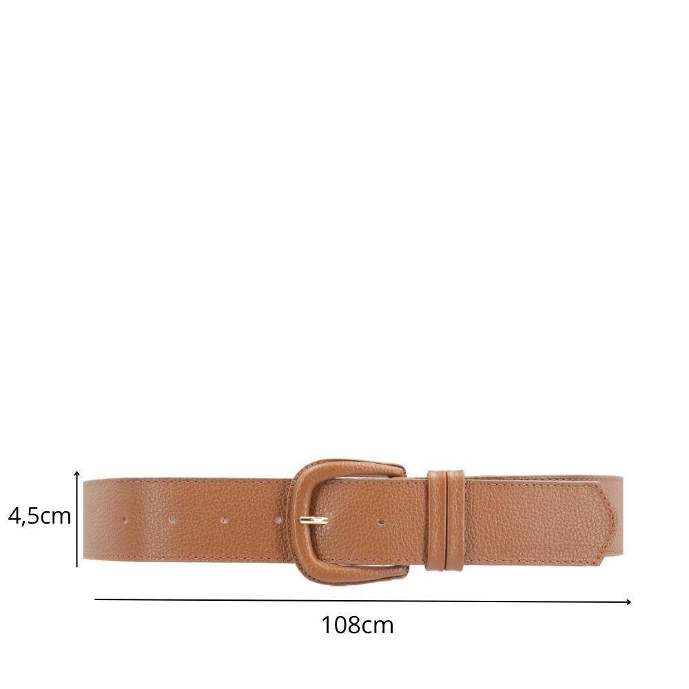 Cinto Maxi Feminino de Couro com Fivela Encapada Caramelo