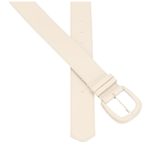 Cinto Maxi Feminino de Couro com Fivela Encapada Marfim