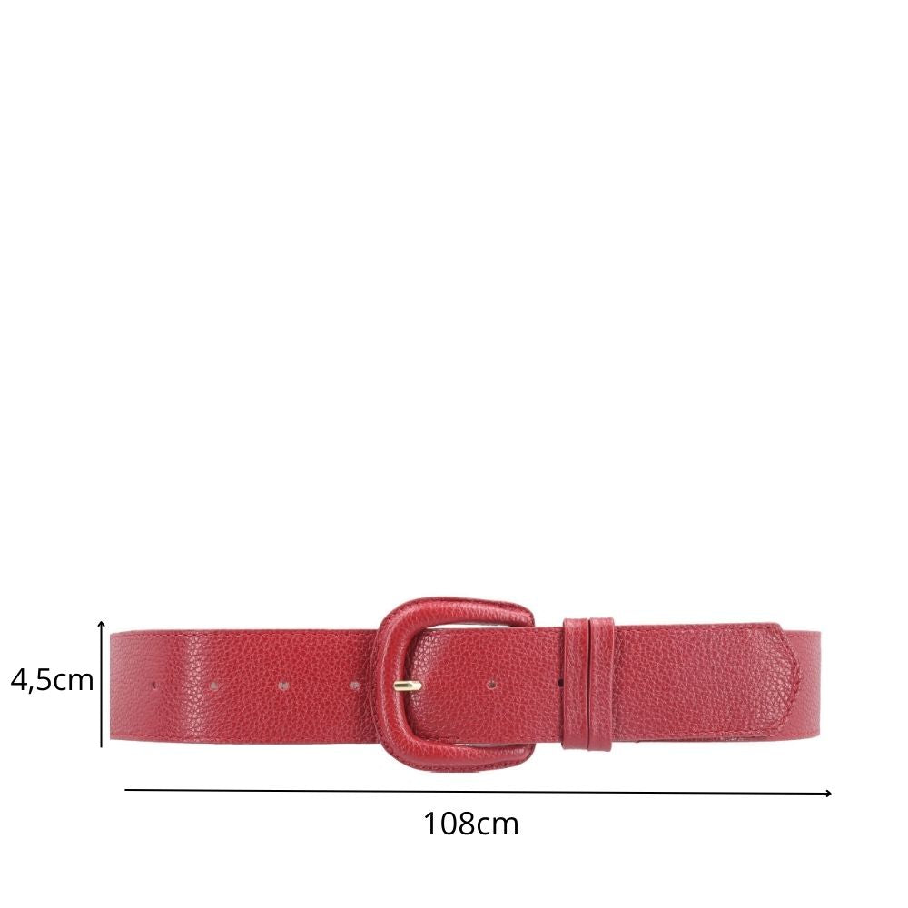 Cinto Maxi Feminino de Couro com Fivela Encapada Vermelho
