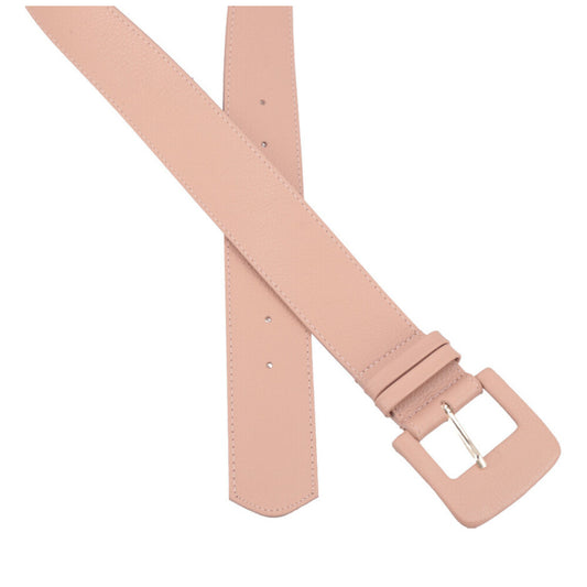 Cinto Maxi Feminino de Couro com Fivela Encapada Retangular Bege