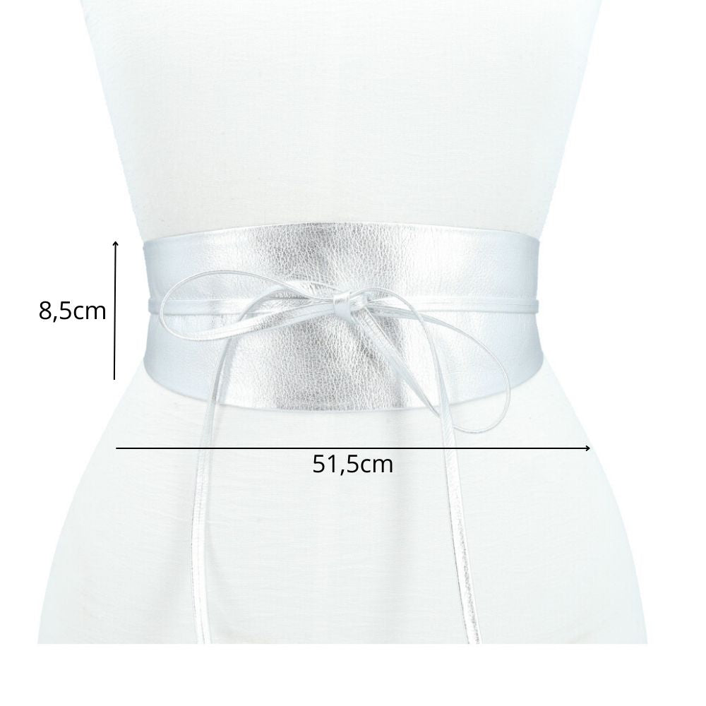 Cinto de Couro Faixa Samira Bauarte Prata