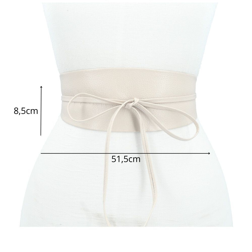 Cinto Faixa Feminino Couro Legítimo Marfim