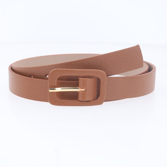 Cinto Feminino de Couro Legítimo com Fivela Forrada Caramelo