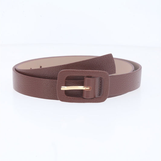 Cinto Feminino de Couro Legítimo com Fivela Forrada Marrom