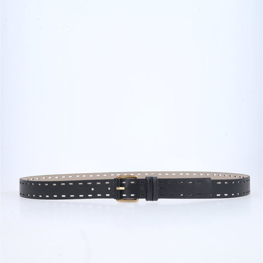 Cinto Plus Size Couro Legítimo com Detalhe Vazado Preto