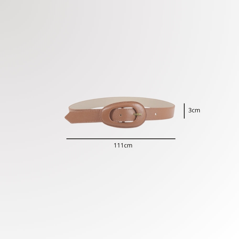 Cinto de Couro com Fivela Encapada Caramelo