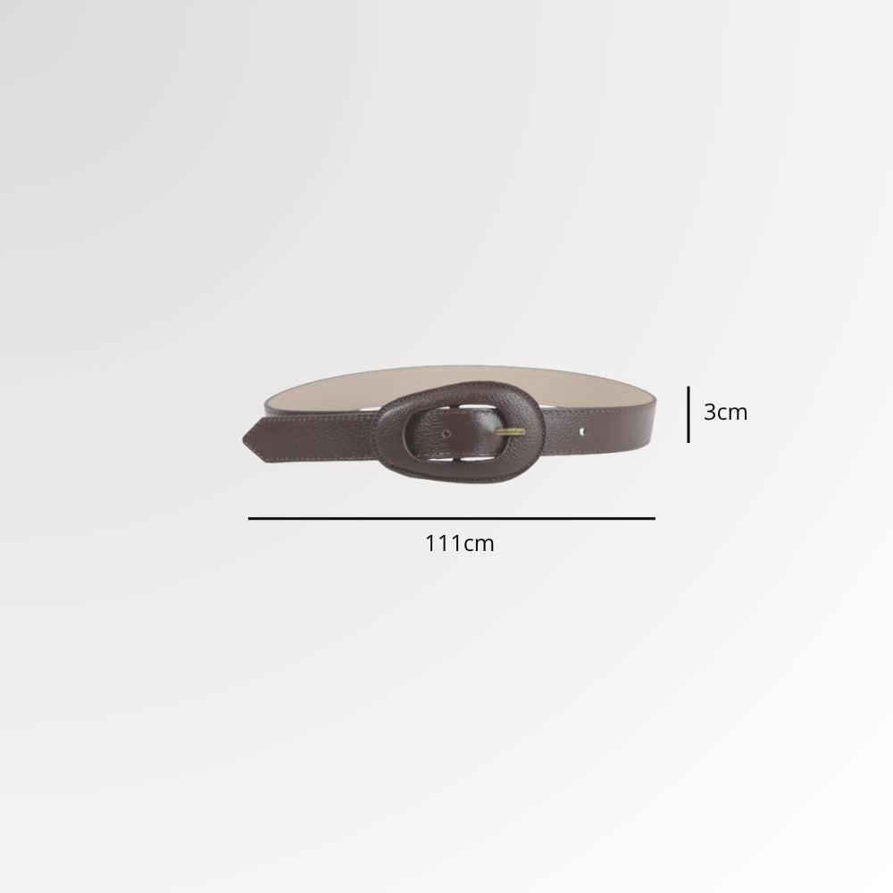 Cinto de Couro com Fivela Encapada Marrom escuro