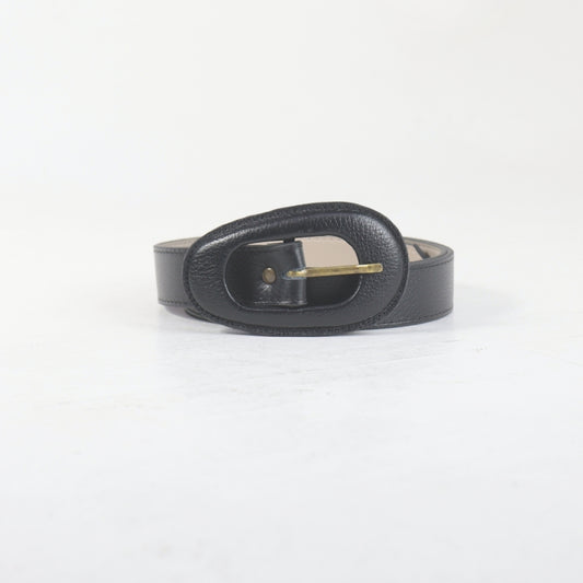 Cinto de Couro com Fivela Encapada Preto