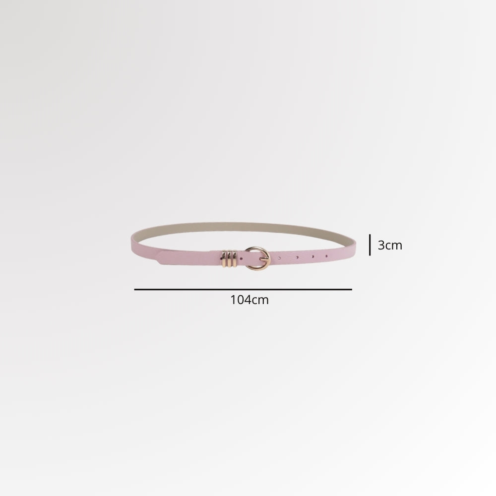 Cinto de Couro com Fivela Meia Lua Metalizada Rose
