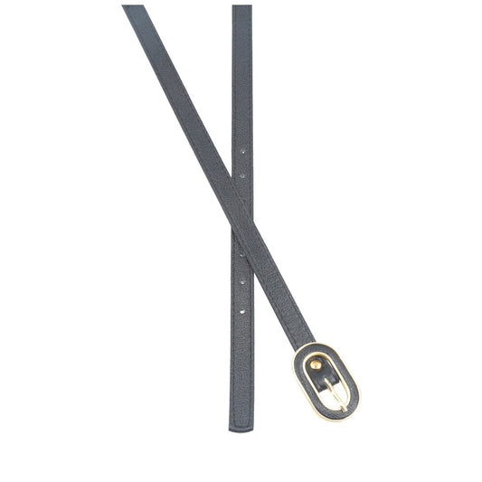 Cinto Feminino de Couro com Fivela Oval Dourada Preto