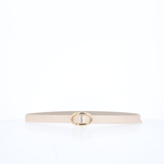 Cinto de Couro com Fivela de Metal Ouro claro