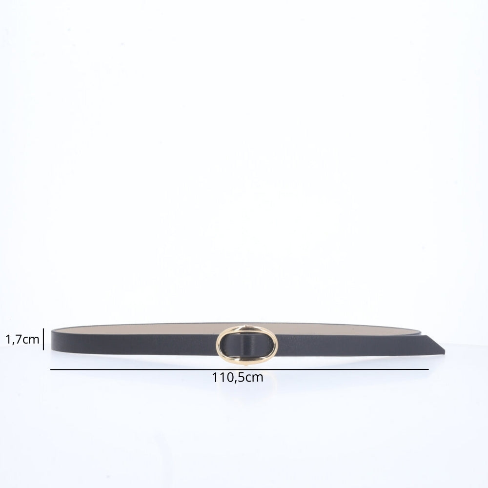 Cinto de Couro com Fivela de Metal Preto