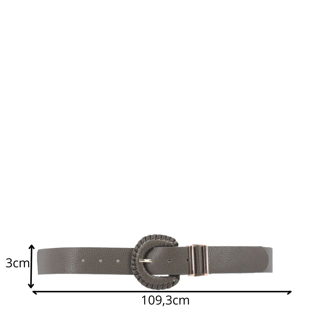 Cinto Feminino de Couro com Fivela Tressê Redonda Verde claro