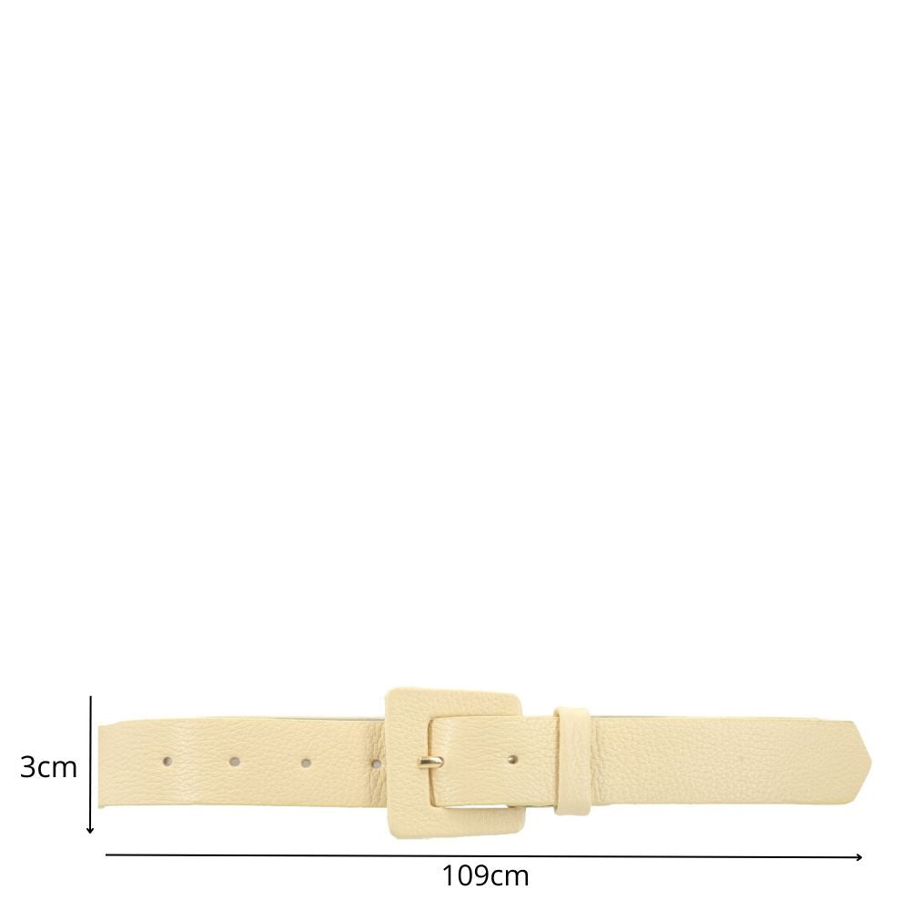 Cinto Feminino de Couro com Fivela Quadrada Encapada Amarelo