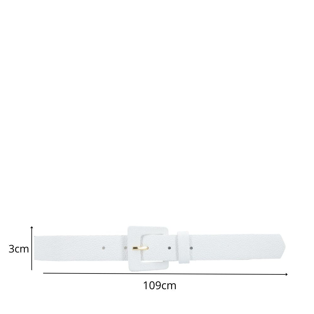 Cinto Feminino de Couro com Fivela Quadrada Encapada Branco