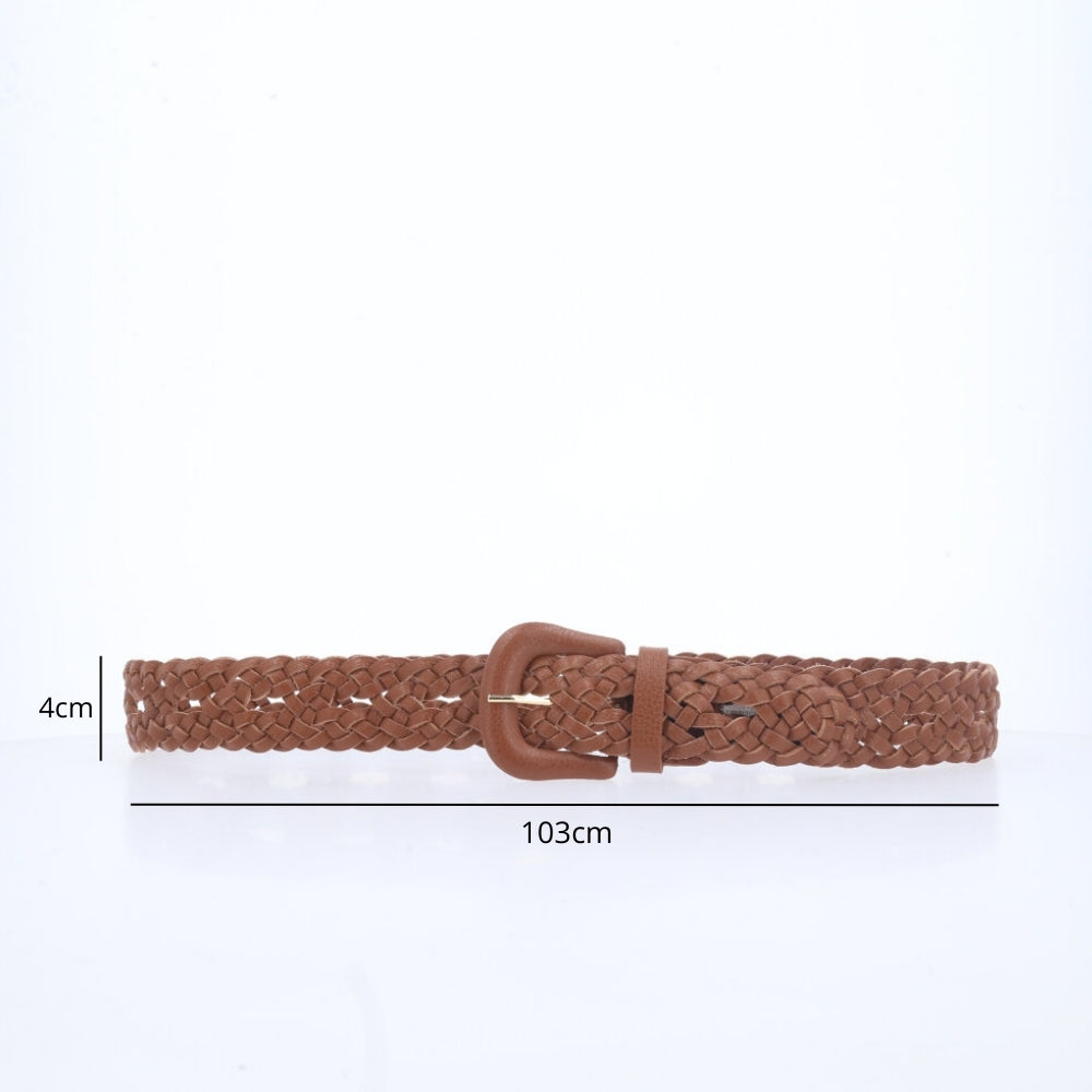 Cinto Trançado em Couro Caramelo