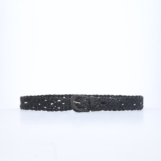 Cinto Trançado em Couro Preto