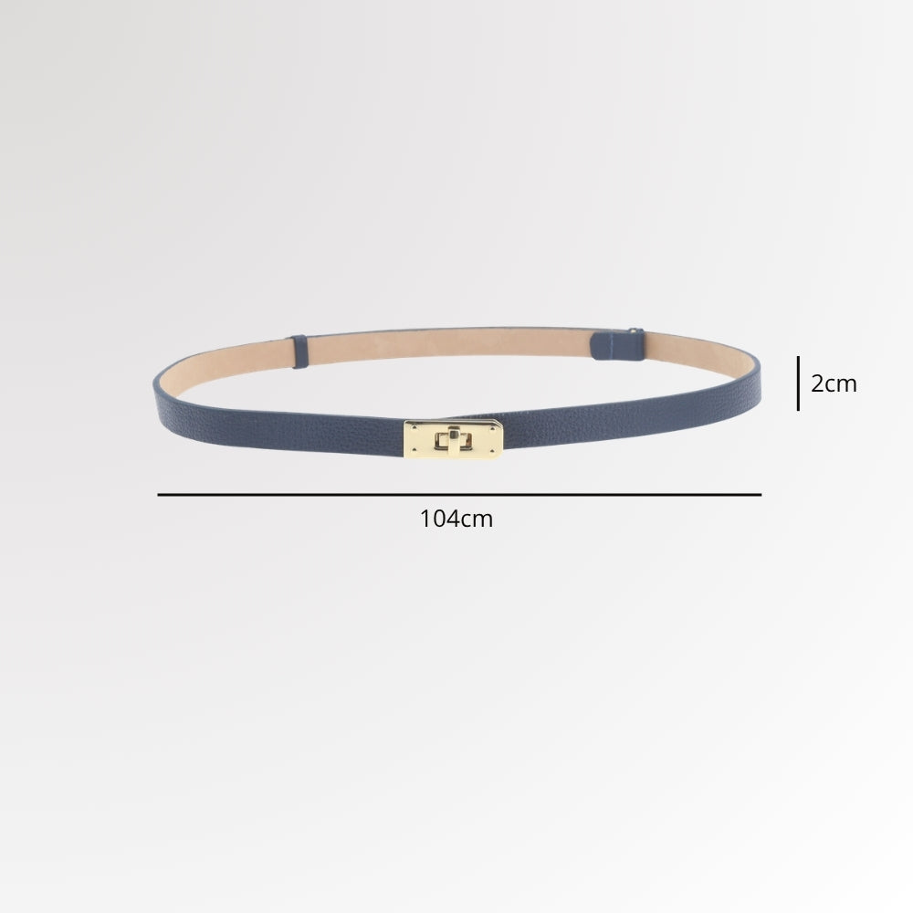 Cinto de Couro com Fecho Minimalista Azul escuro