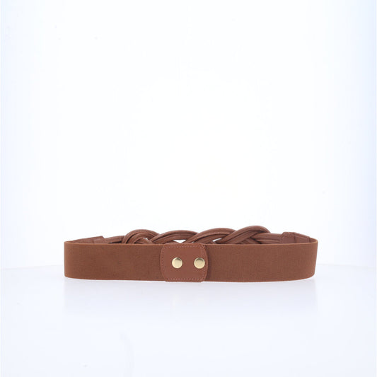 Cinto de Elástico com Couro Caramelo