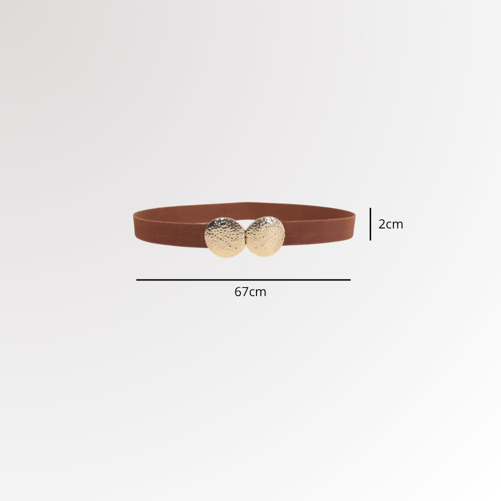 Cinto de Elástico com Fivela de Metal em Design Materlado Caramelo