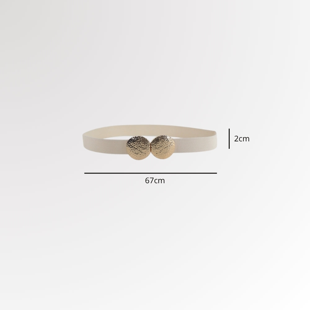 Cinto de Elástico com Fivela de Metal em Design Materlado Marfim