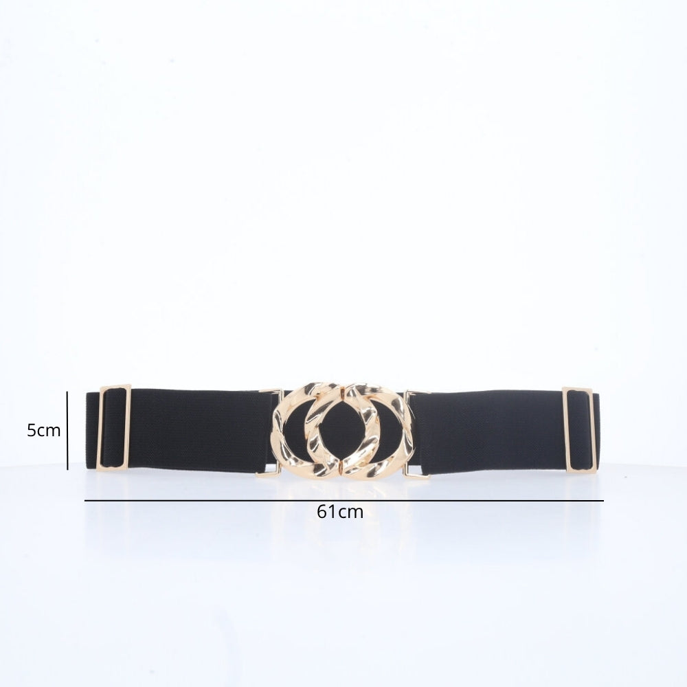 Cinto Feminino de Elástico com Fivela Metalizada Preto