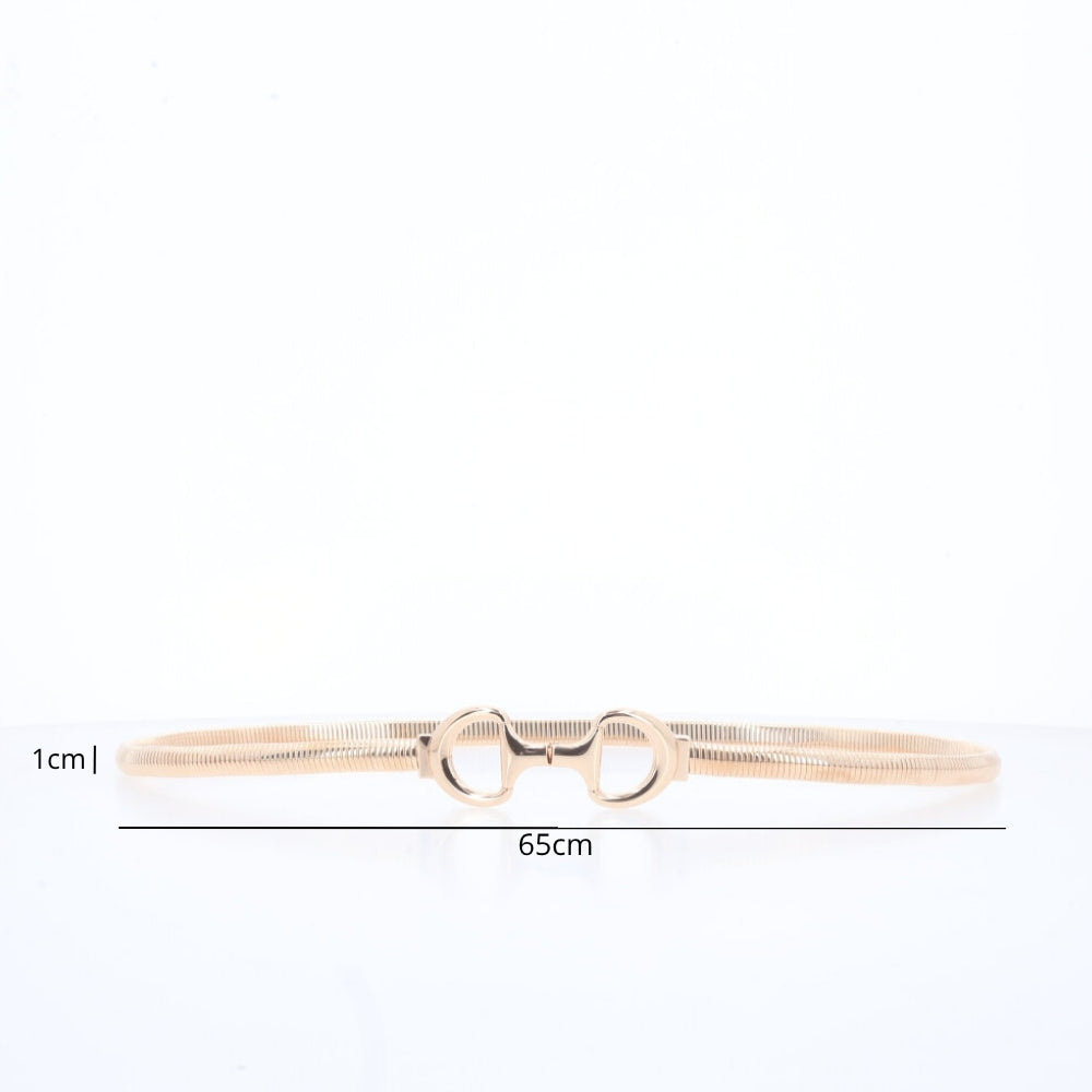 Cinto de Metal Minimalista com Fivela de Argola Dupla Ouro