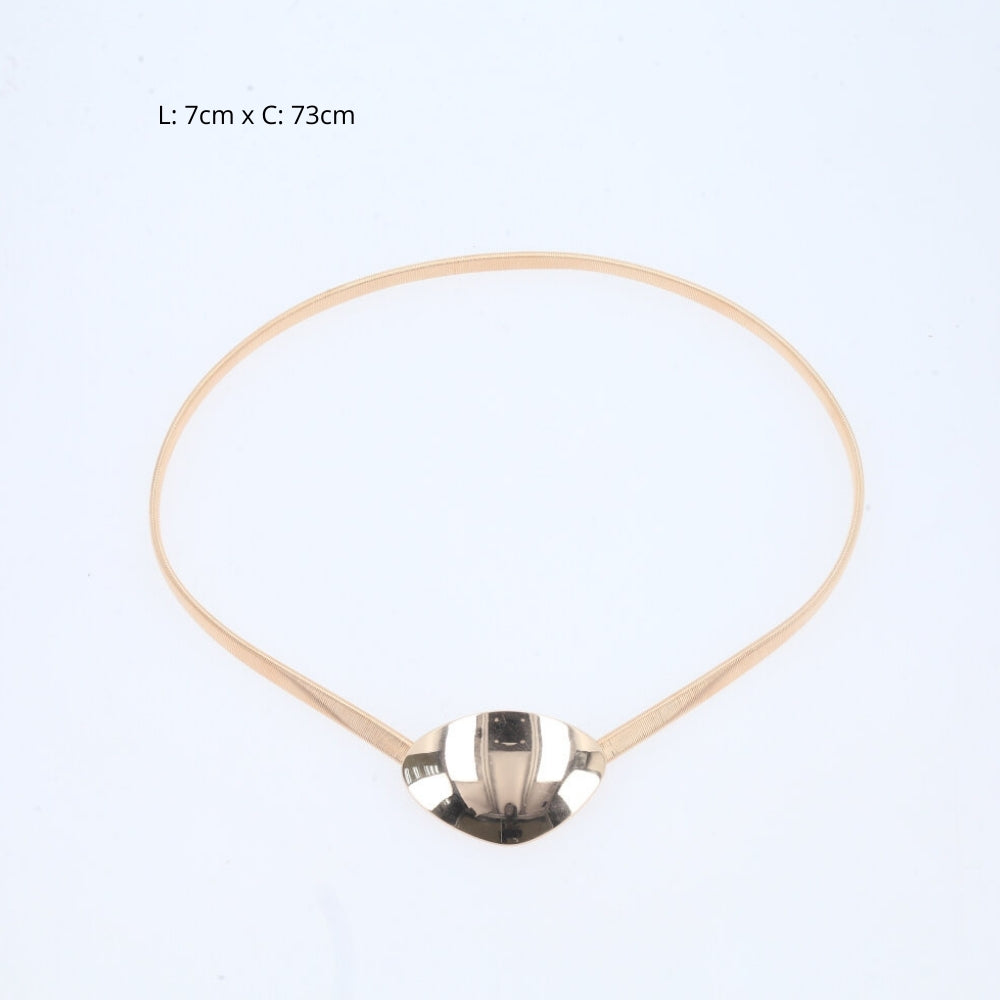 Cinto Feminino com Mola Elástica de Metal Ouro