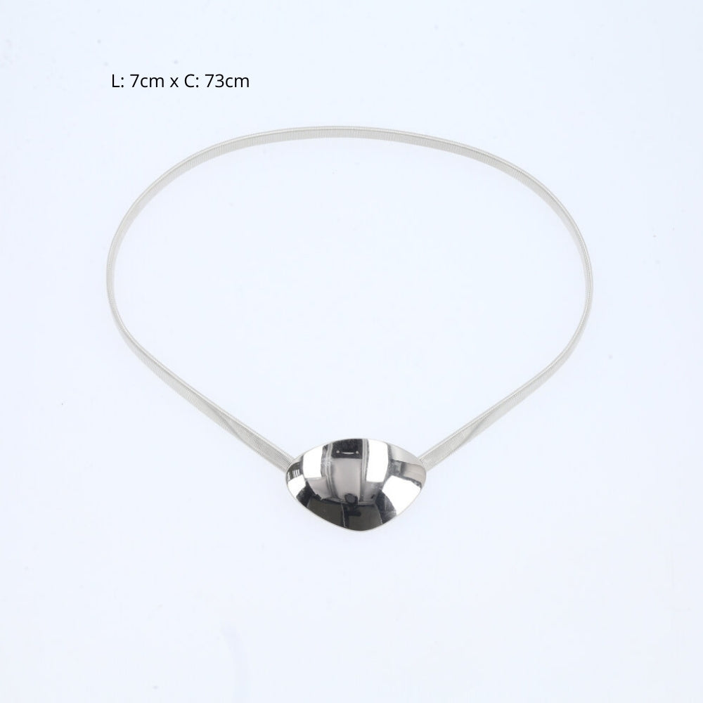 Cinto Feminino com Mola Elástica de Metal Prata