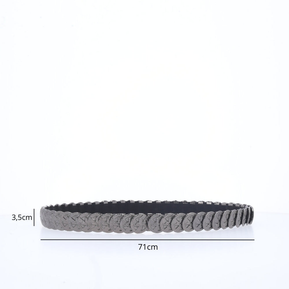 Cinto Feminino Moeda de Metal Preto