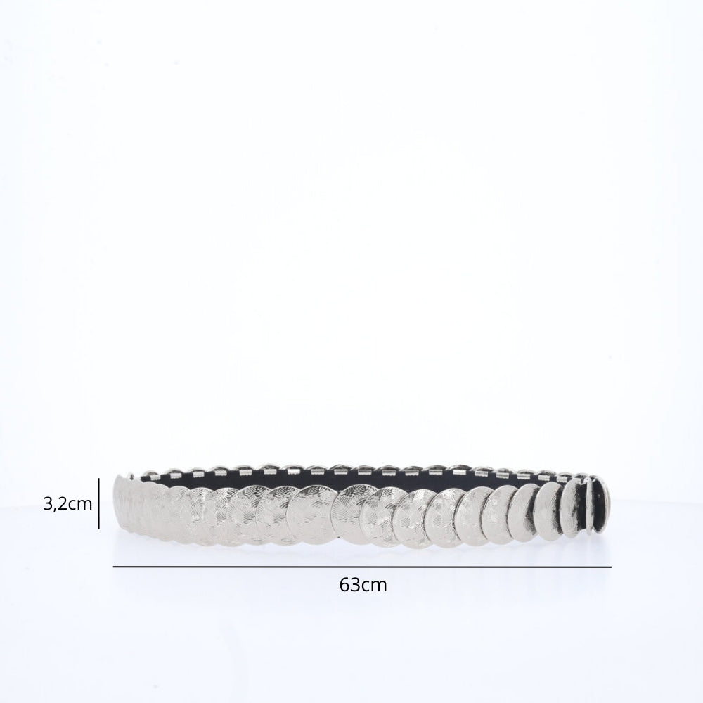 Cinto feminino Moedas de Metal Prata