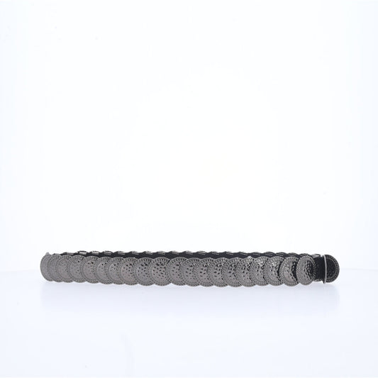Cinto Feminino Moedas de Metal Preto