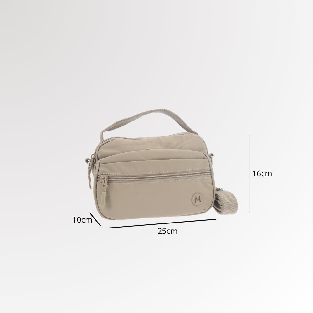 Bolsa Feminina Transversal em Nylon com Alça Regulável Bege