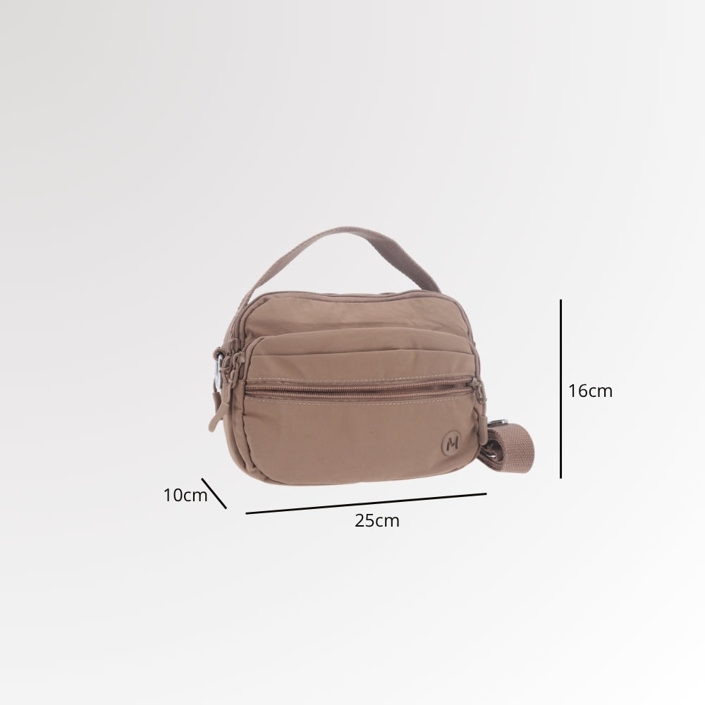 Bolsa Feminina Transversal em Nylon com Alça Regulável Caqui