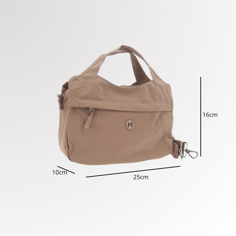 Bolsa Casual em Nylon com Compartimentos Funcionais Marrom