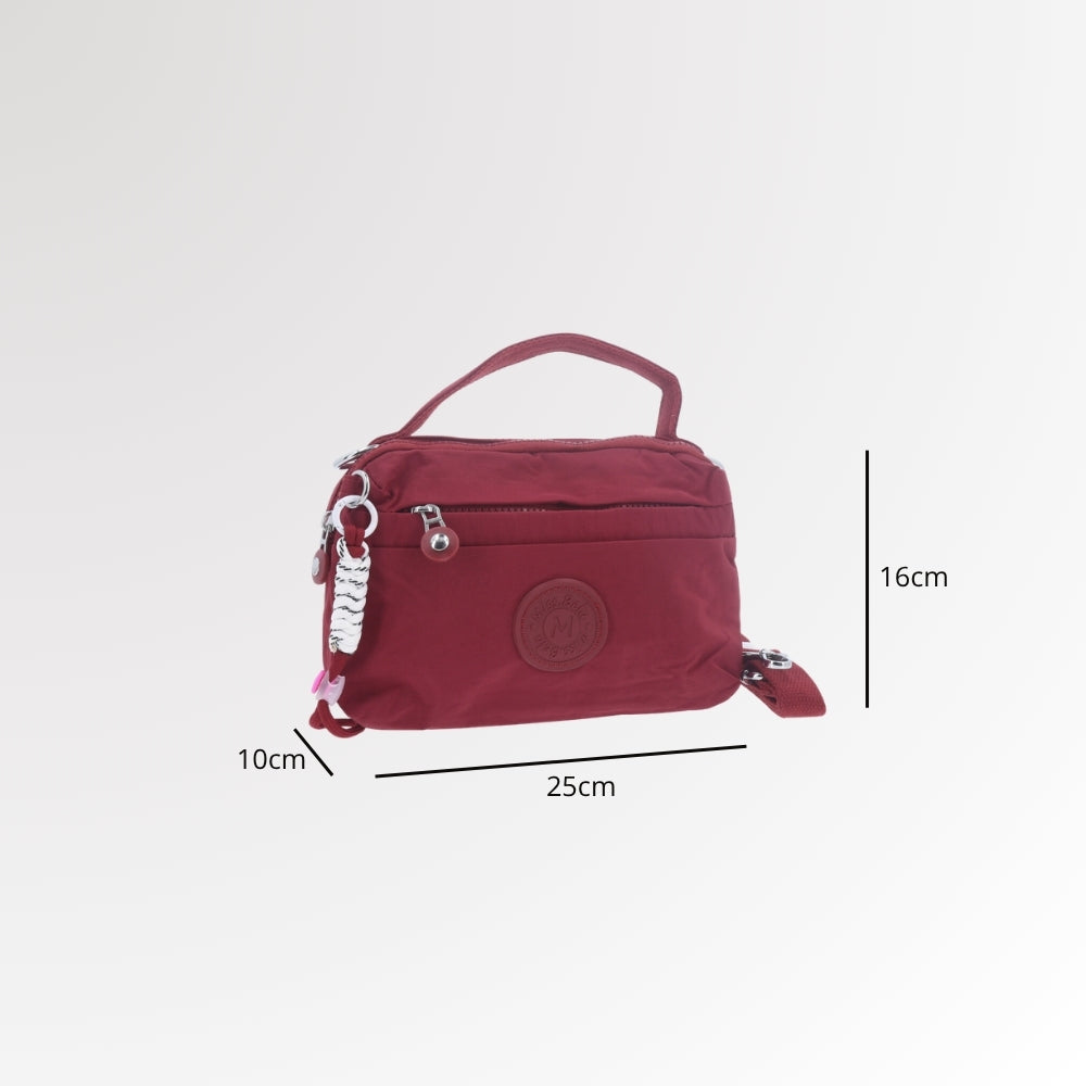 Bolsa Transversal Feminina em Nylon com Múltiplos Bolsos Vermelho