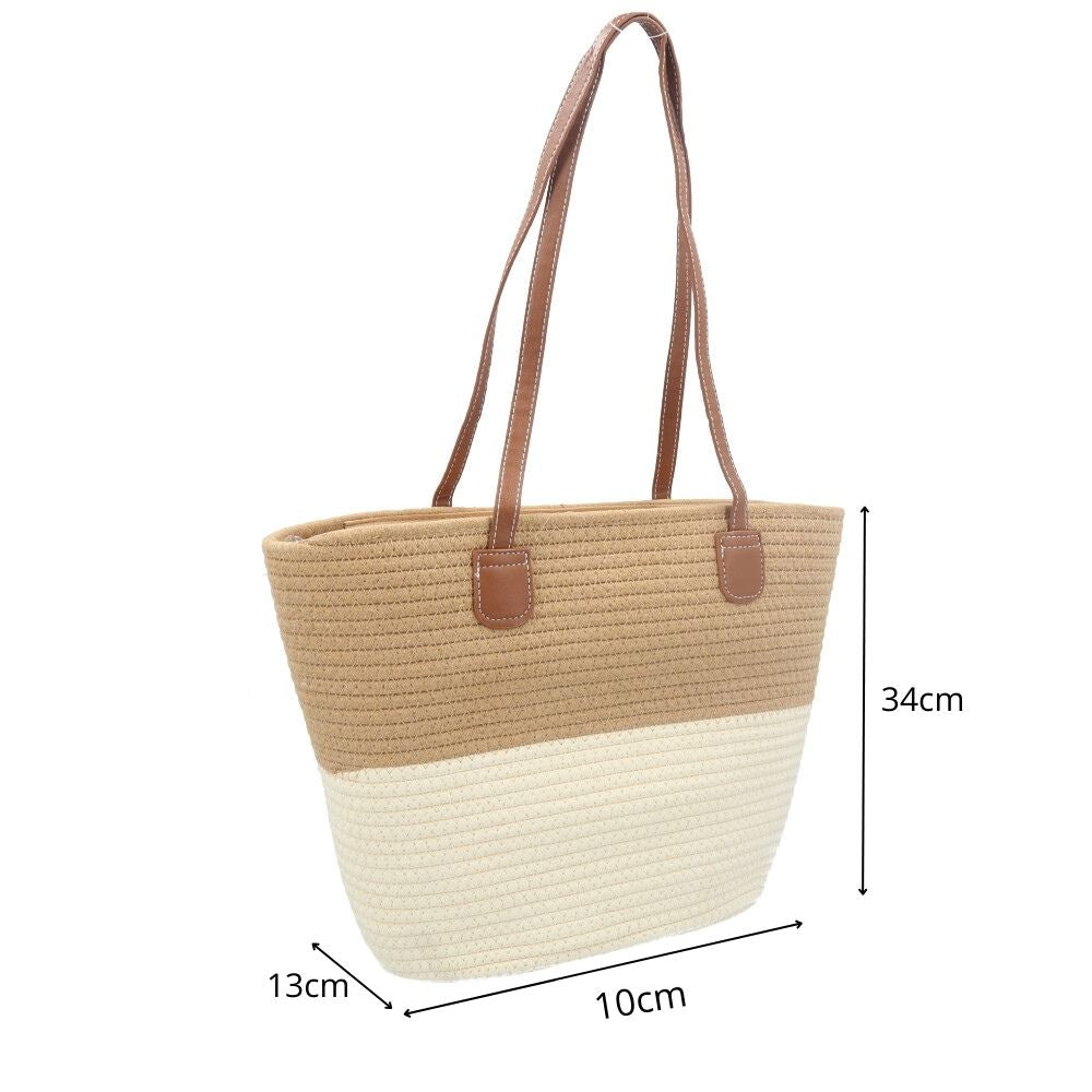 Bolsa de Praia Feminina Bicolor Modelo Tote Caramelo