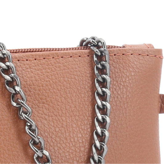 Bolsa de Couro com Alça de Corrente Caramelo