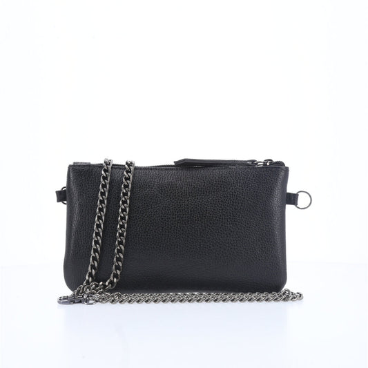 Bolsa de Couro com Alça de Corrente Preto
