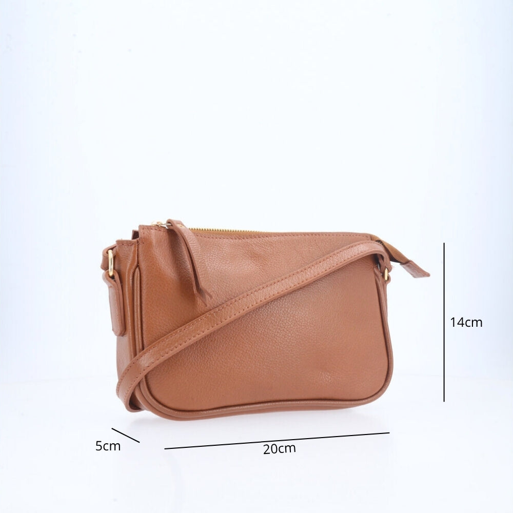 Bolsa Feminina Transversal em Couro Caramelo