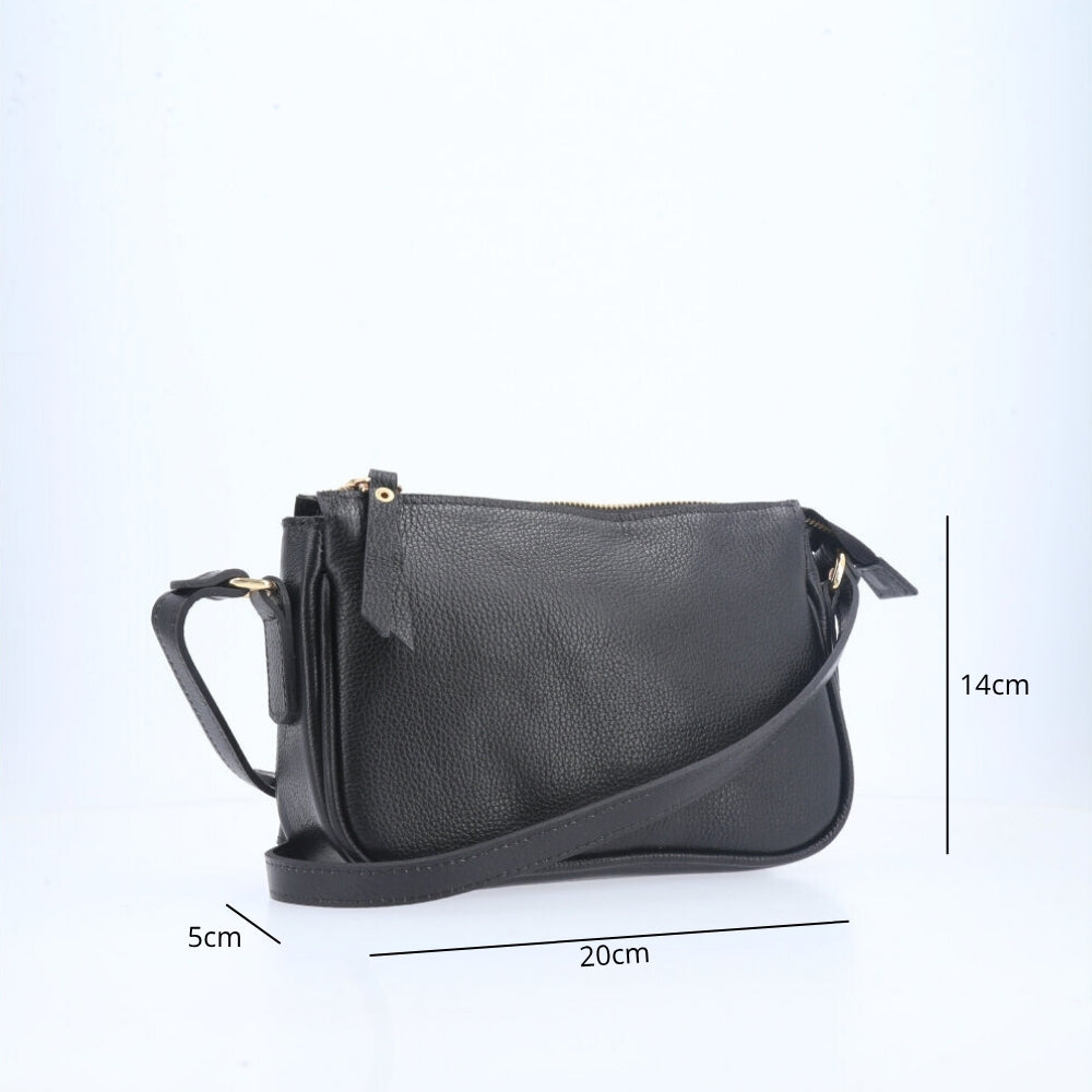 Bolsa Feminina Transversal em Couro Preto