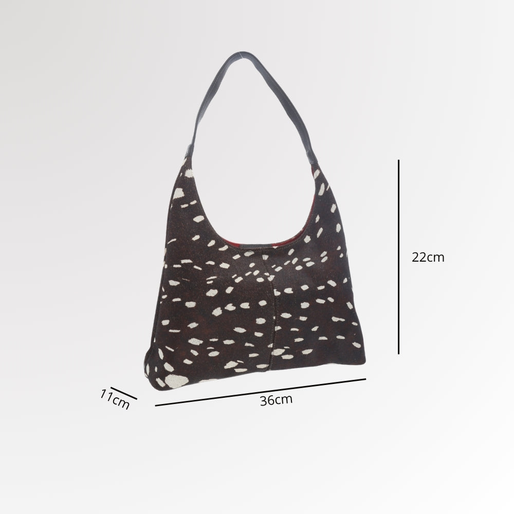 Bolsa Hobo em Couro Estilo Animal Print Marrom escuro