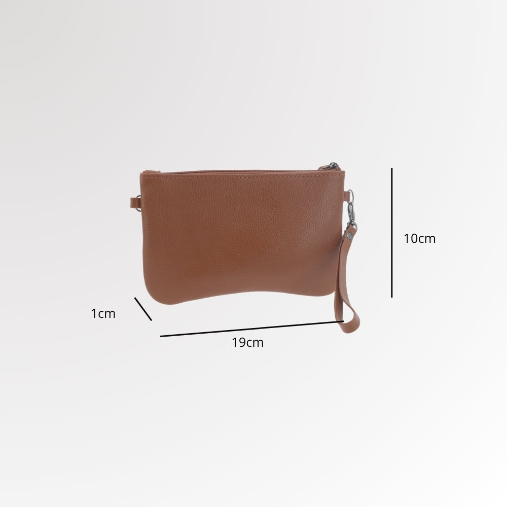 Bolsa Transversal em Couro que Converte em Carteira Caramelo