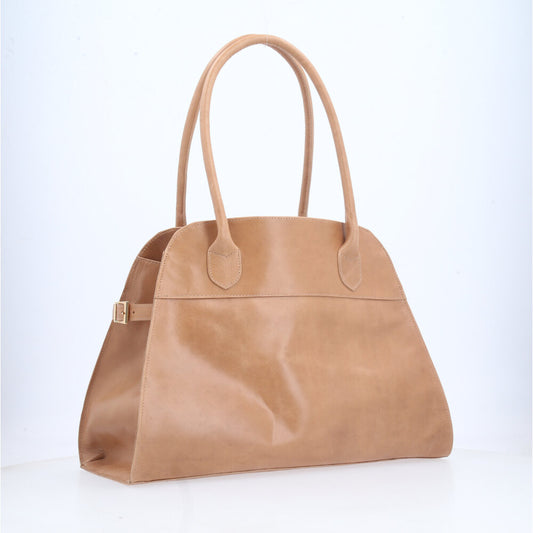 Bolsa Feminina de Couro Elegante com Alça de Ombro Bege