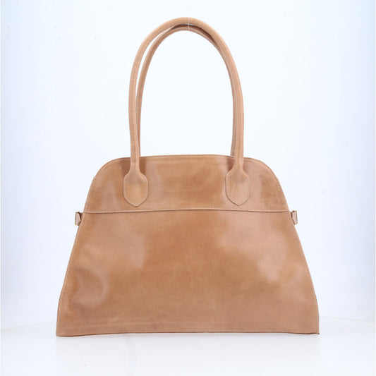 Bolsa Feminina de Couro Elegante com Alça de Ombro Bege