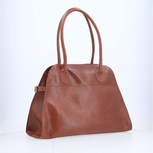 Bolsa Feminina de Couro Elegante com Alça de Ombro Caramelo