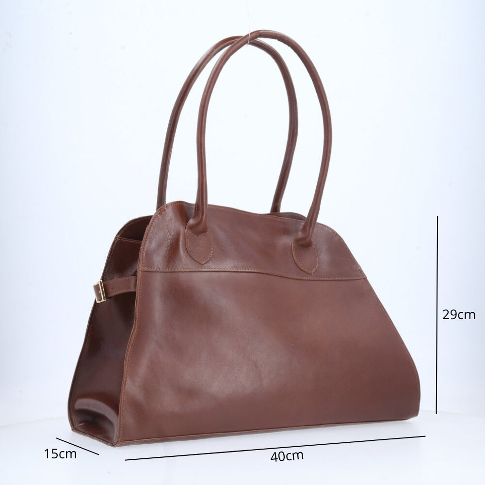 Bolsa Feminina de Couro Elegante com Alça de Ombro Marrom