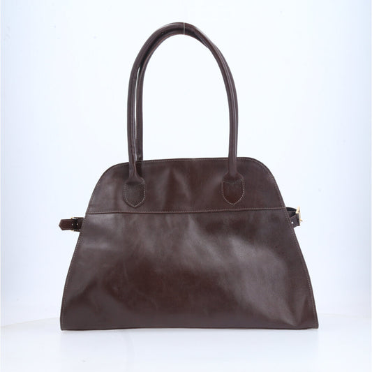 Bolsa Feminina de Couro Elegante com Alça de Ombro Marrom escuro