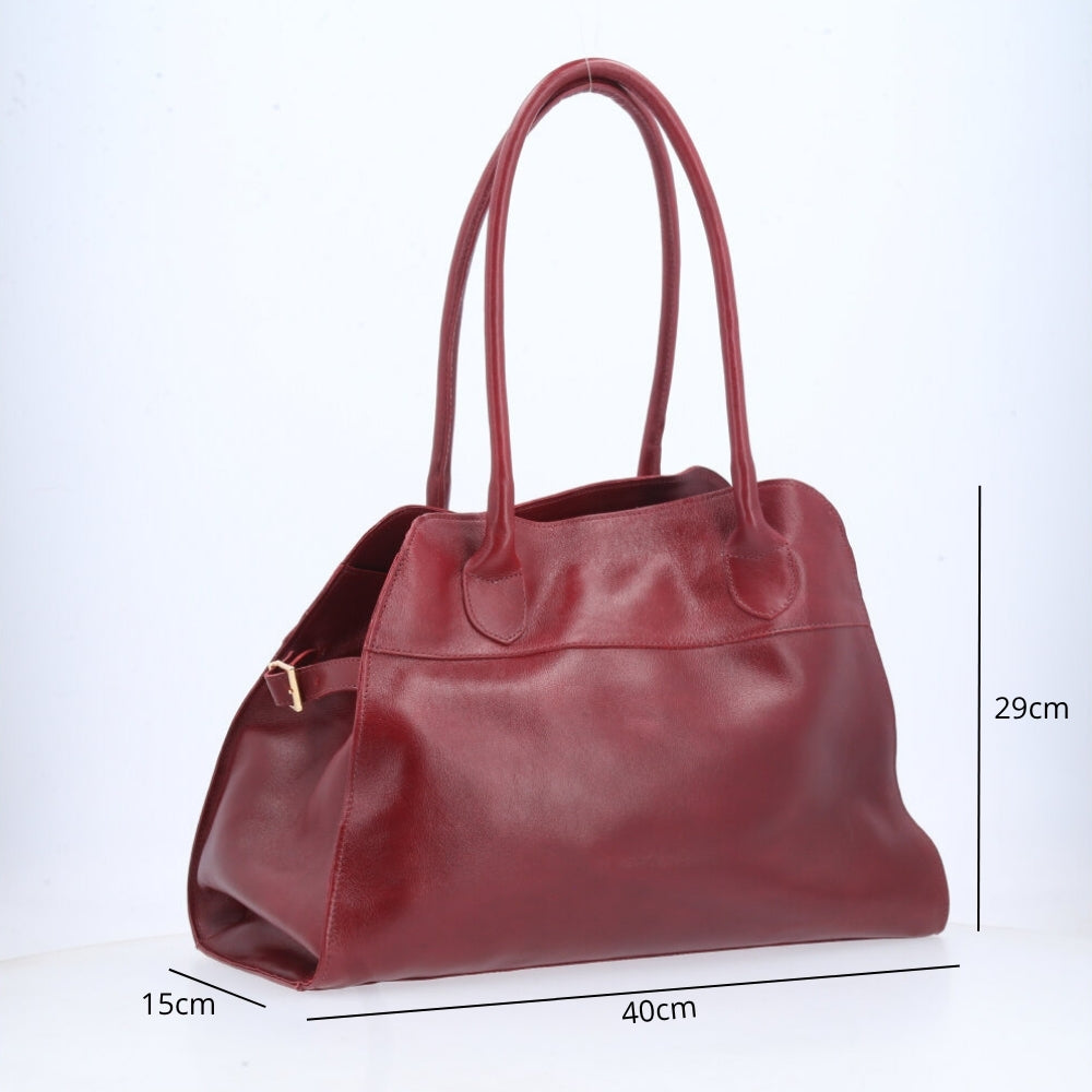 Bolsa Feminina de Couro Elegante com Alça de Ombro Vinho