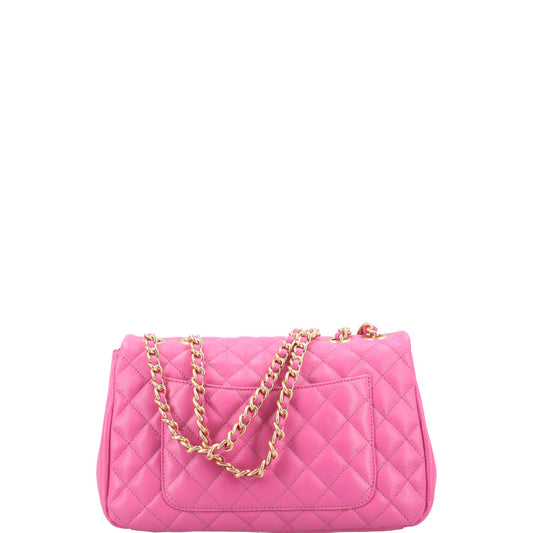 Bolsa Feminina Média Transversal Em Couro Legítimo Matelassê Pink